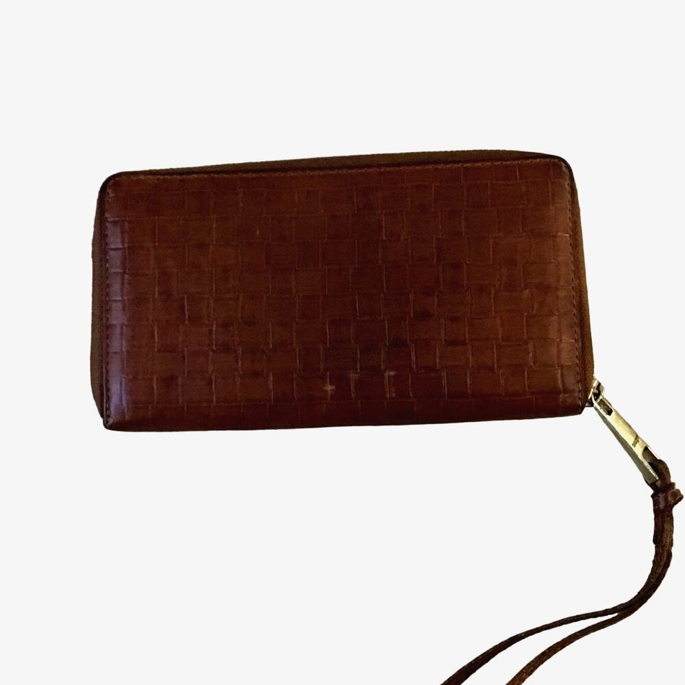 Margot NY Brown Leather Wristlet with lots of pockets
